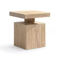 Table d'appoint bloc plinthe carrée pleine en orme recyclé de 45 cm, brun naturel