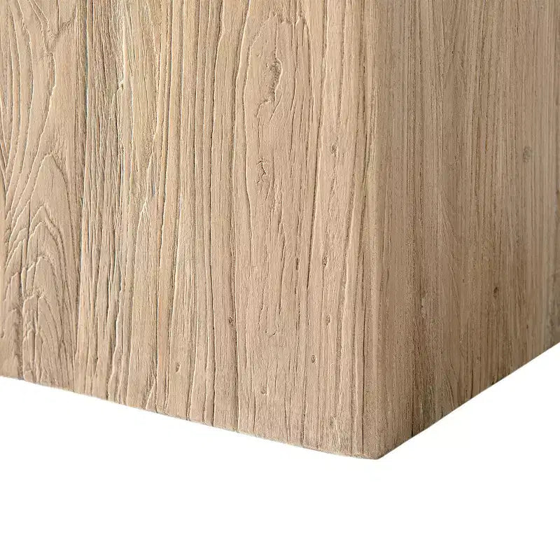 Table d'appoint bloc plinthe carrée pleine en orme recyclé de 45 cm, brun naturel