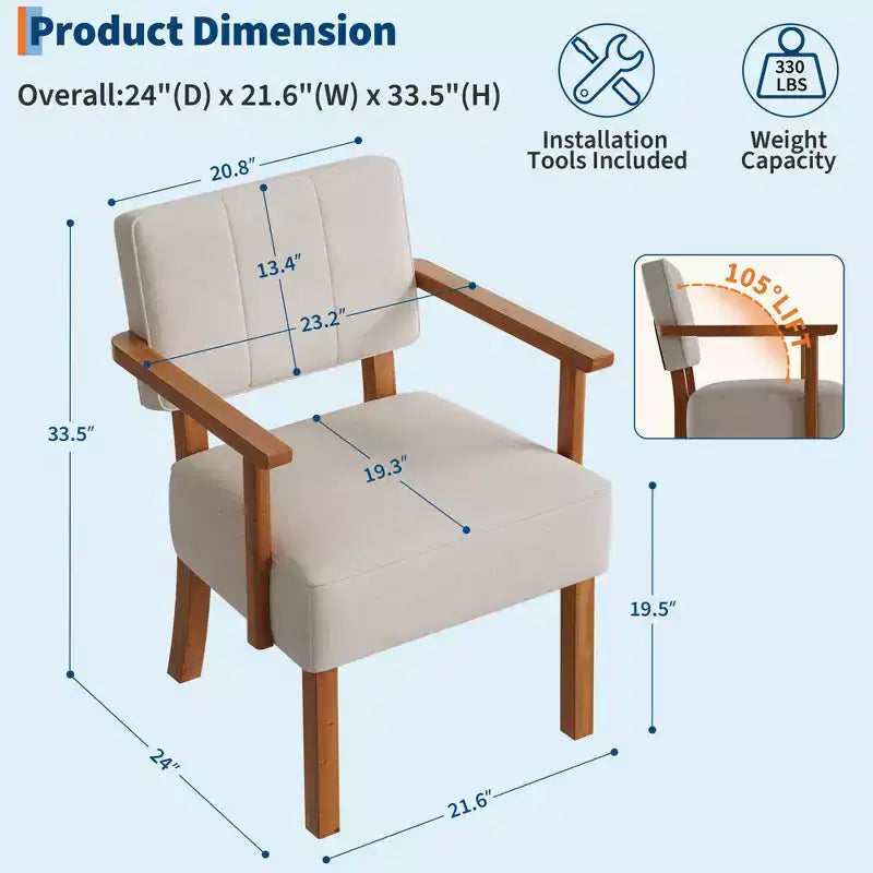 Fauteuil d'appoint du milieu du siècle avec cadre en bois et cuir PU, fauteuil de salon rembourré à rayures verticales marron pour salon et chambre