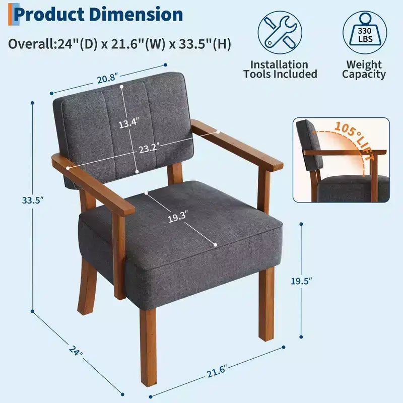 Fauteuil d'appoint du milieu du siècle avec cadre en bois et cuir PU, fauteuil de salon rembourré à rayures verticales marron pour salon et chambre