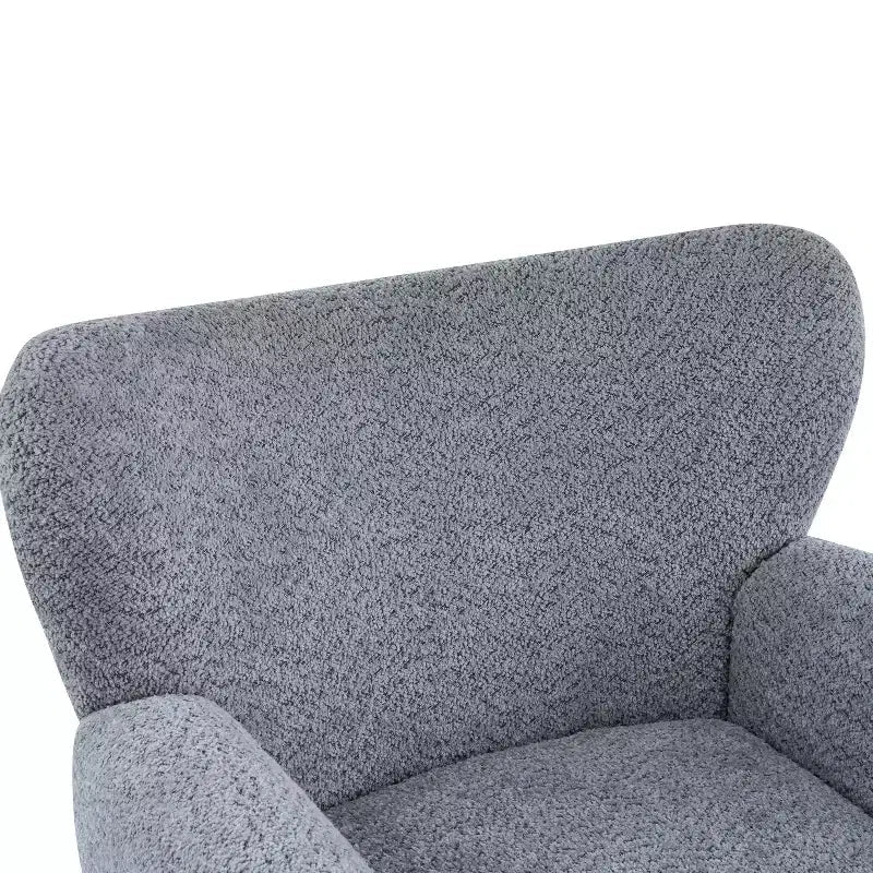 Fauteuil cabriolet pivotant 360°, dossier haut, garni de bouclettes, piètement en fer moderne