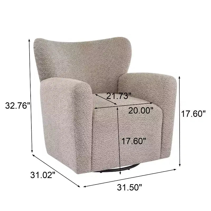 Fauteuil cabriolet pivotant 360°, dossier haut, garni de bouclettes, piètement en fer moderne