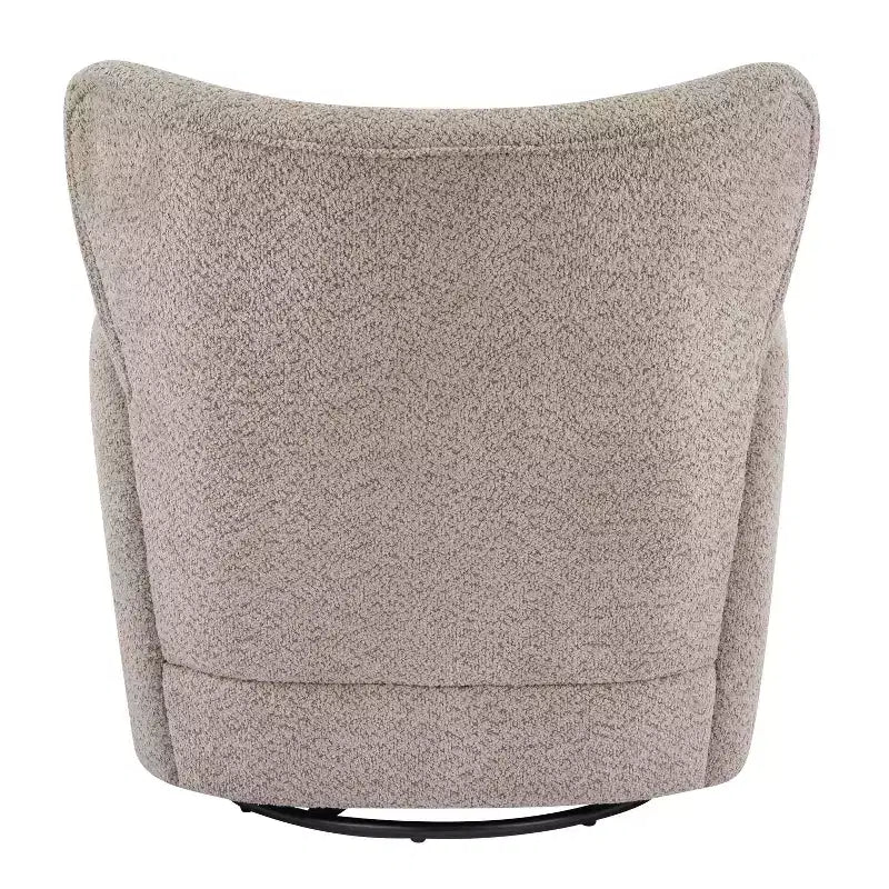 Fauteuil cabriolet pivotant 360°, dossier haut, garni de bouclettes, piètement en fer moderne
