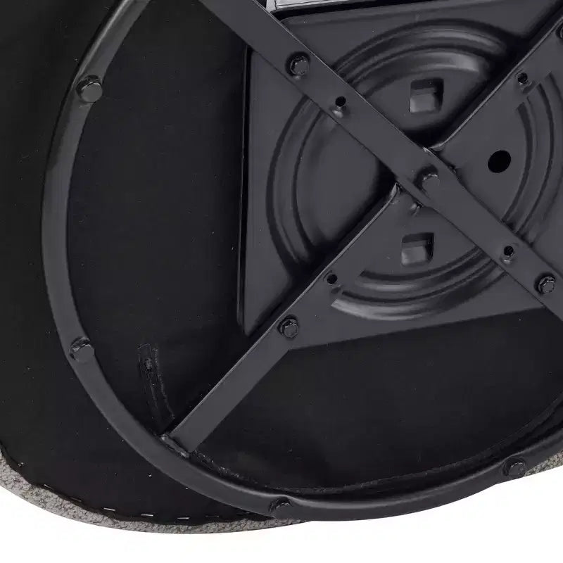 Fauteuil cabriolet pivotant 360°, dossier haut, garni de bouclettes, piètement en fer moderne