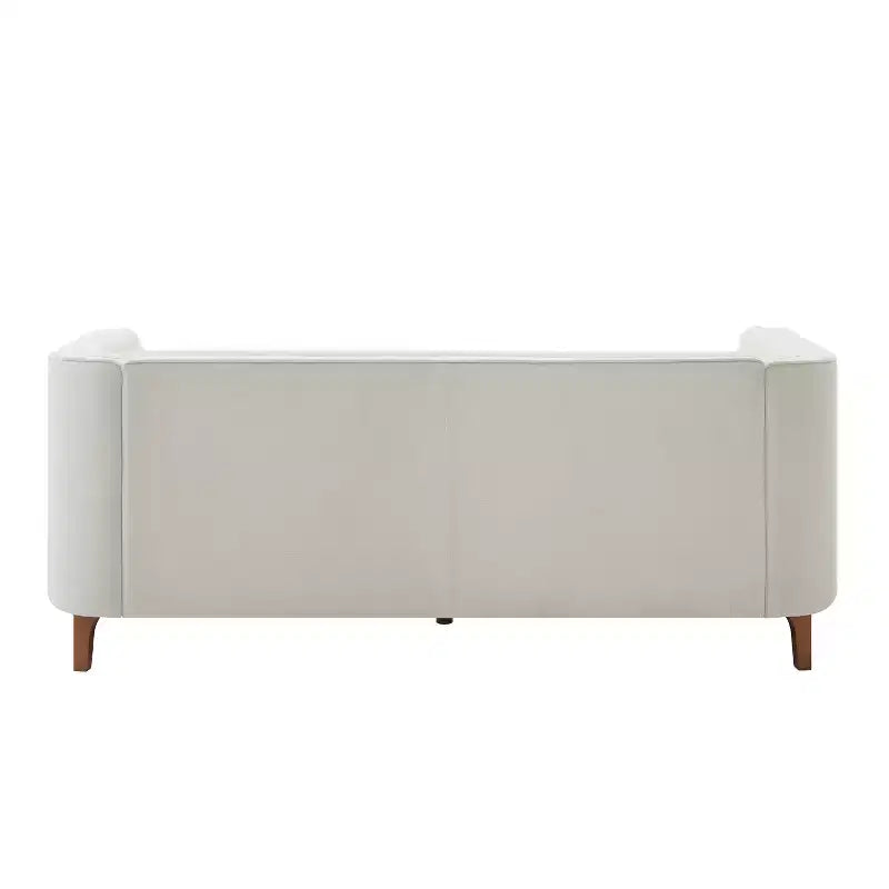 Canapé moderne 3 places en chenille, 193 cm, avec dossier capitonné à coutures verticales