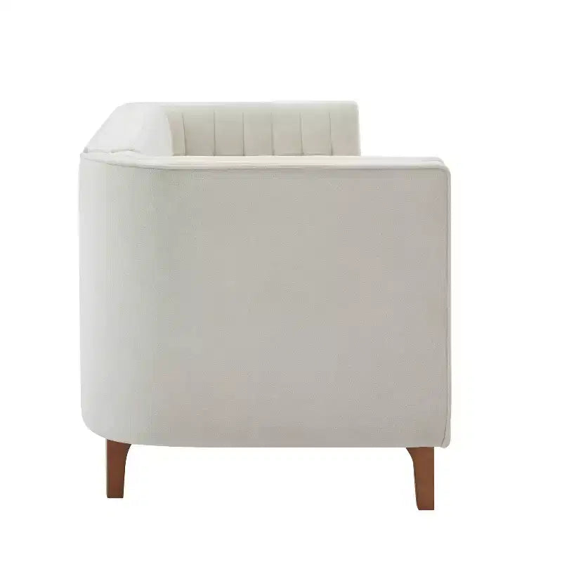 Canapé moderne 3 places en chenille, 193 cm, avec dossier capitonné à coutures verticales