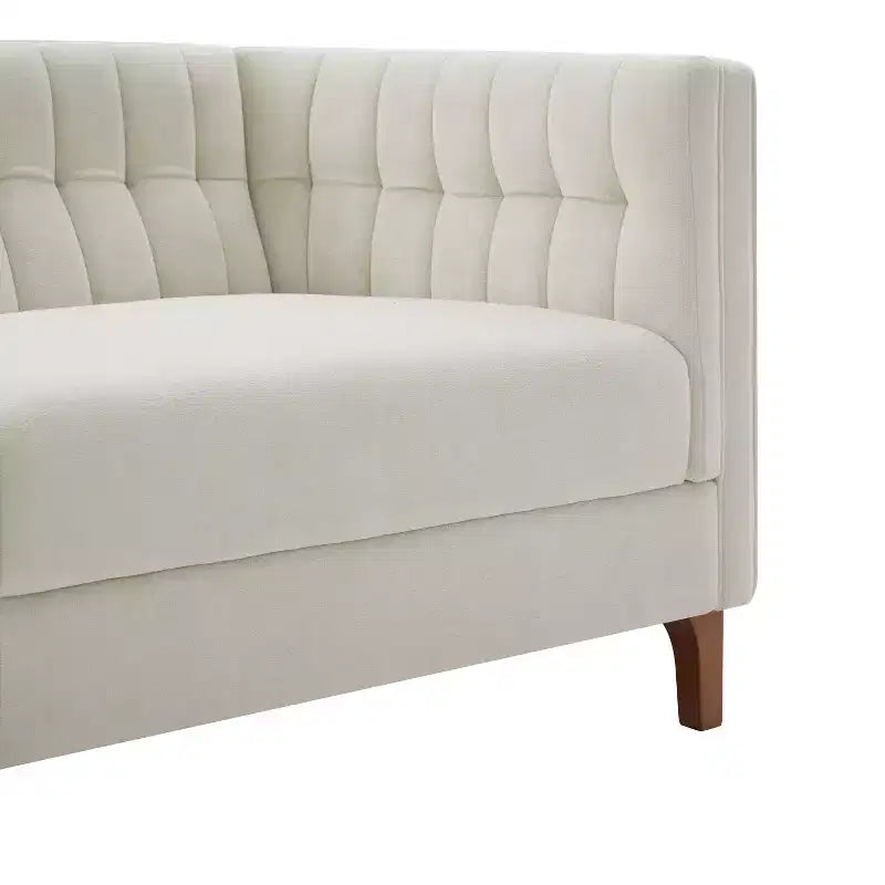 Canapé moderne 3 places en chenille, 193 cm, avec dossier capitonné à coutures verticales