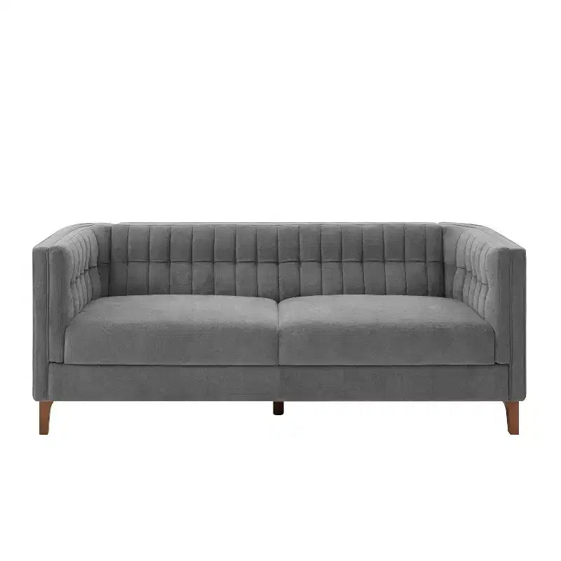 Canapé moderne 3 places en chenille, 193 cm, avec dossier capitonné à coutures verticales