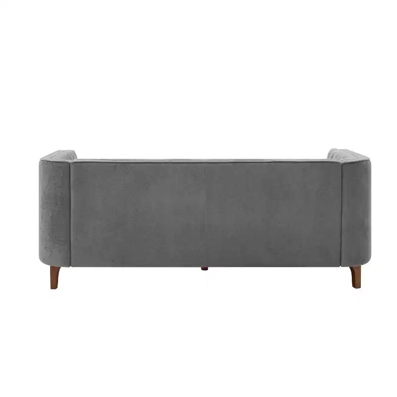 Canapé moderne 3 places en chenille, 193 cm, avec dossier capitonné à coutures verticales