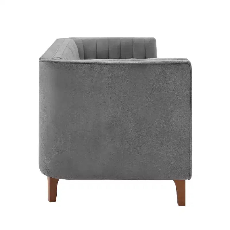 Canapé moderne 3 places en chenille, 193 cm, avec dossier capitonné à coutures verticales