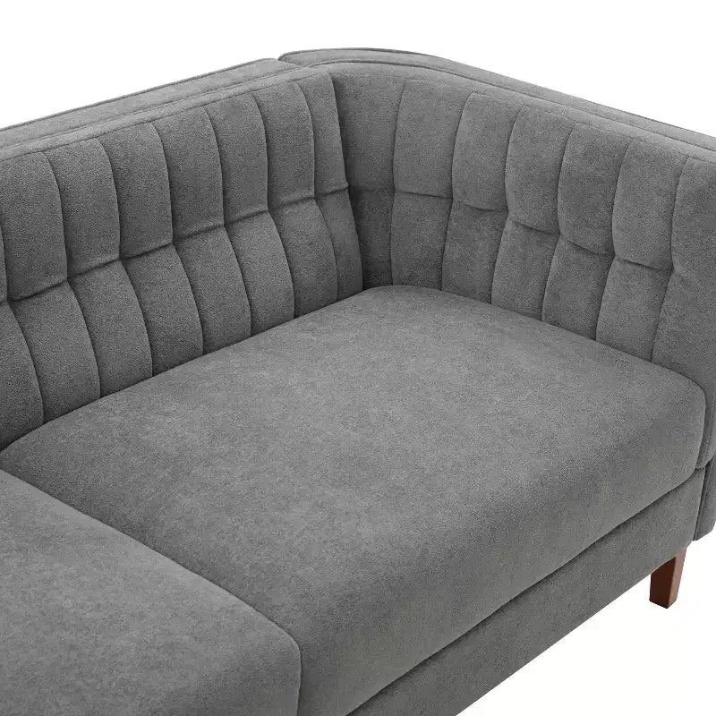 Canapé moderne 3 places en chenille, 193 cm, avec dossier capitonné à coutures verticales