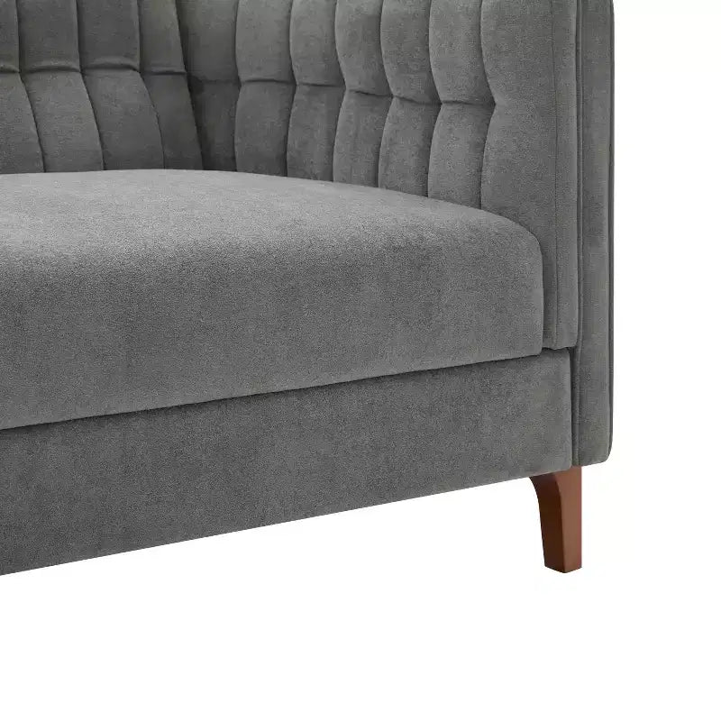 Canapé moderne 3 places en chenille, 193 cm, avec dossier capitonné à coutures verticales