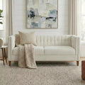 Canapé moderne 3 places en chenille, 193 cm, avec dossier capitonné à coutures verticales