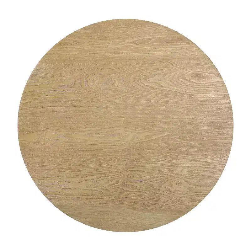 Table basse ronde en bois de style ferme avec 2 étagères de rangement