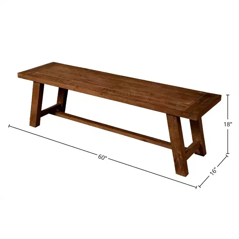 Banc de salle à manger en bois d'acacia, brun moyen, 60 po