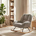 Fauteuil à bascule d'appoint rembourré en velours côtelé, gris