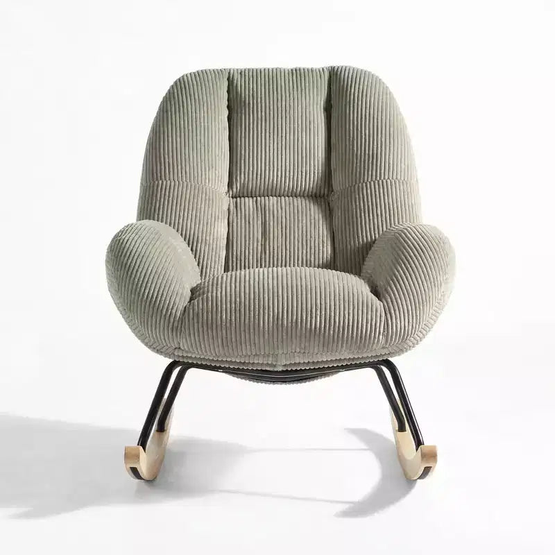 Fauteuil à bascule d'appoint rembourré en velours côtelé, gris