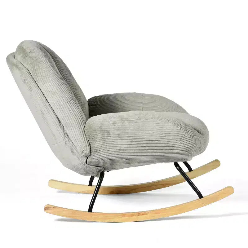 Fauteuil à bascule d'appoint rembourré en velours côtelé, gris