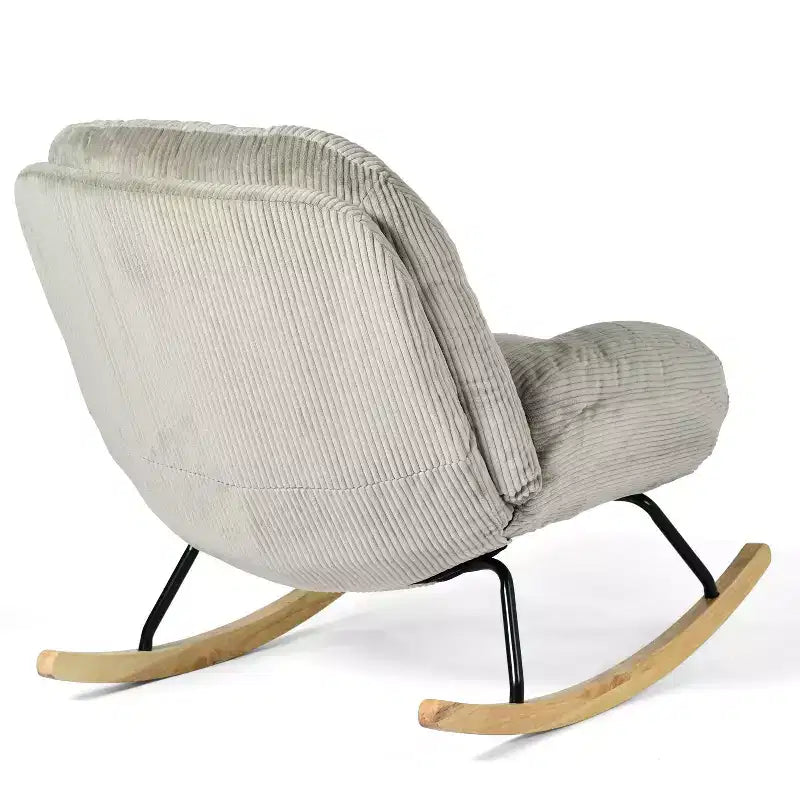 Fauteuil à bascule d'appoint rembourré en velours côtelé, gris