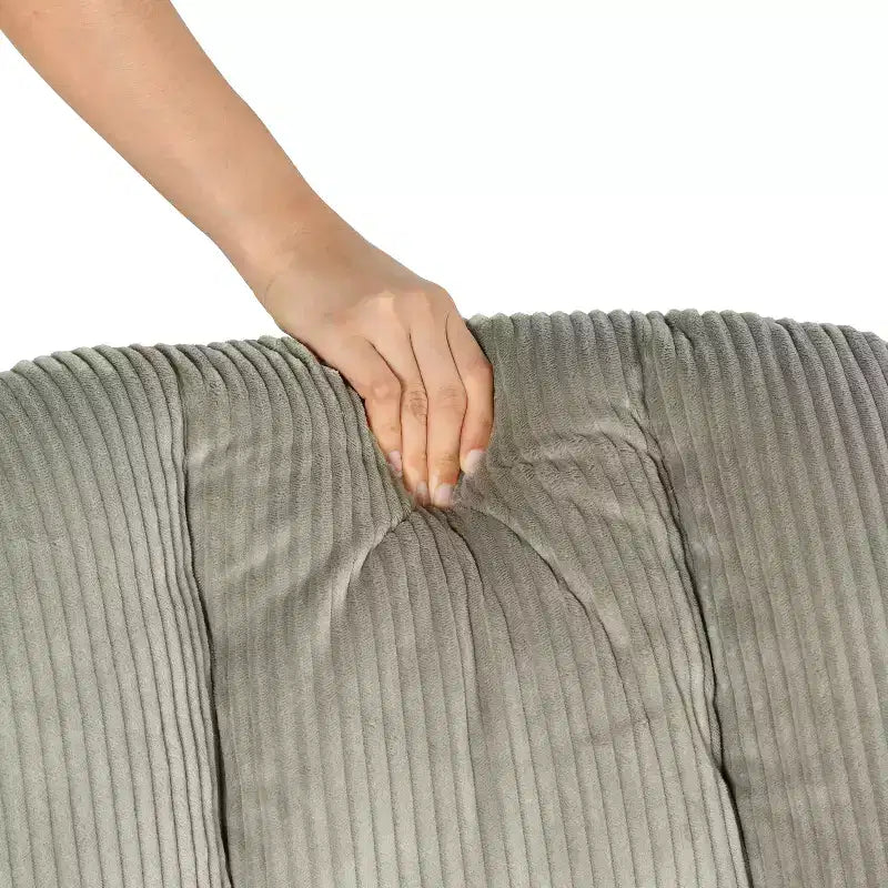 Fauteuil à bascule d'appoint rembourré en velours côtelé, gris