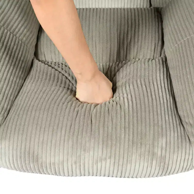 Fauteuil à bascule d'appoint rembourré en velours côtelé, gris