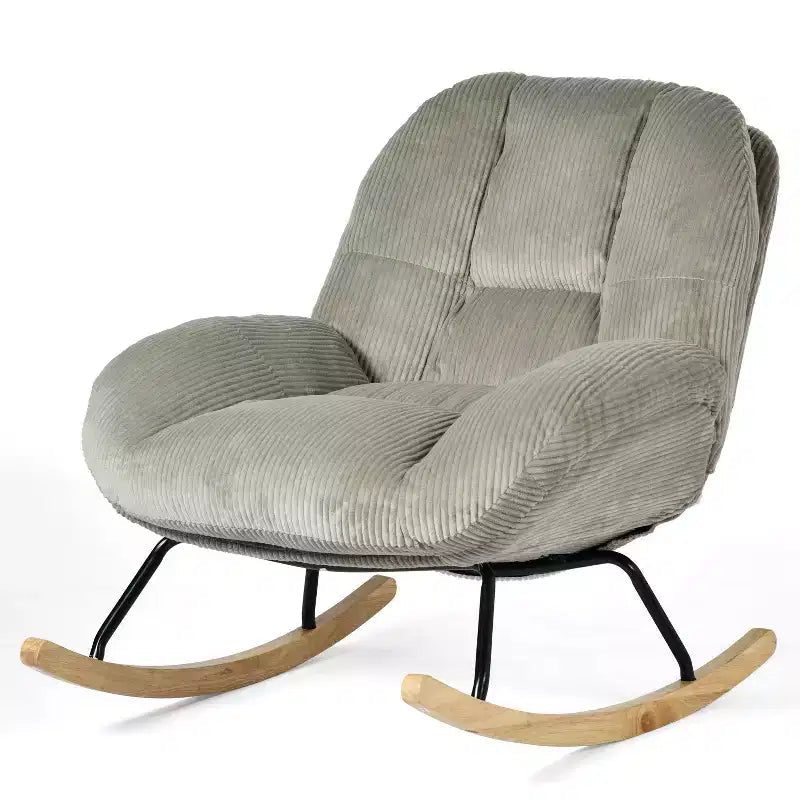 Fauteuil à bascule d'appoint rembourré en velours côtelé, gris