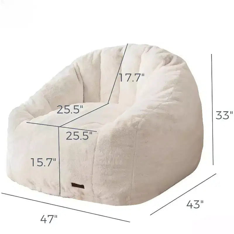 Pouf géant en forme de coquillage, canapé surdimensionné en fausse fourrure pour adultes et enfants avec remplissage, beige
