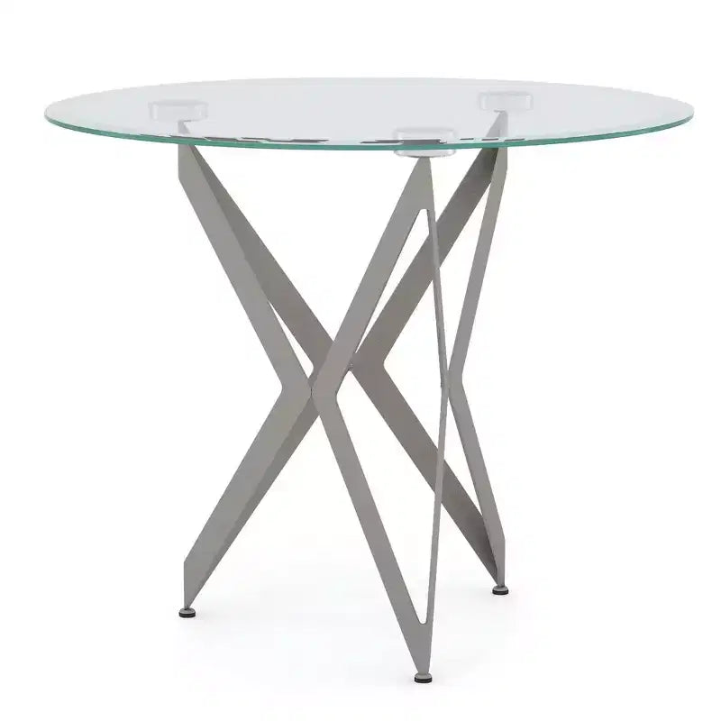 Table d'appoint ronde en verre trempé, piètement en acier couleur champagne, hauteur 56 cm