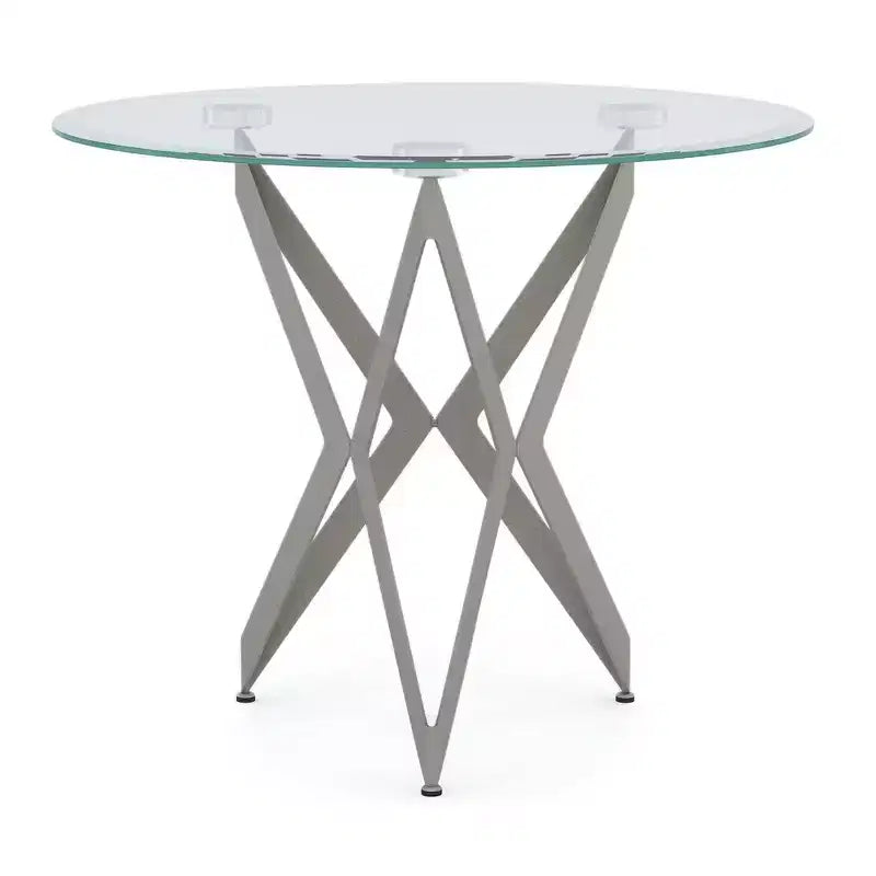 Table d'appoint ronde en verre trempé, piètement en acier couleur champagne, hauteur 56 cm
