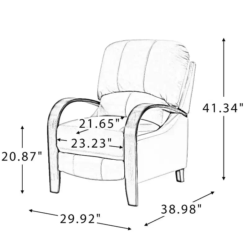 Ensemble de 2 Fauteuils Inclinables Manuels en Cuir Véritable, Inclinaison à 159°