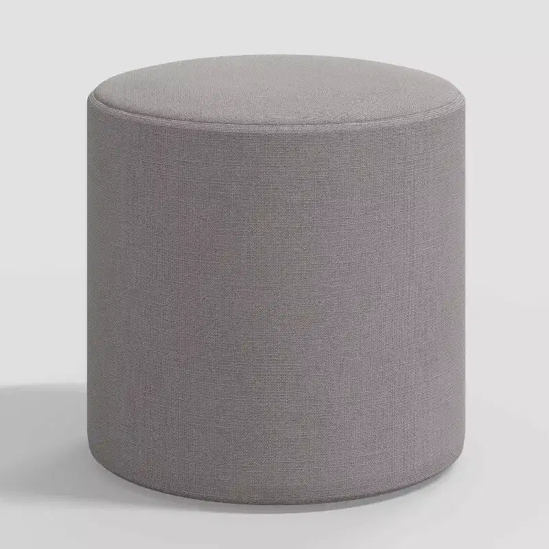 Ottoman rond en lin avec assise rembourrée