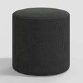 Ottoman rond en lin avec assise rembourrée